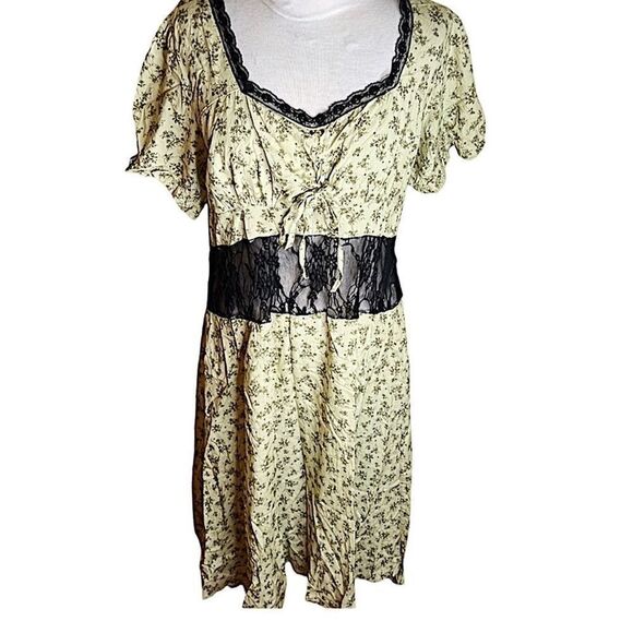 Thorn & Fable Green Floral black Lace Midi Dress Plus Size 18 - Picture 1 of 5